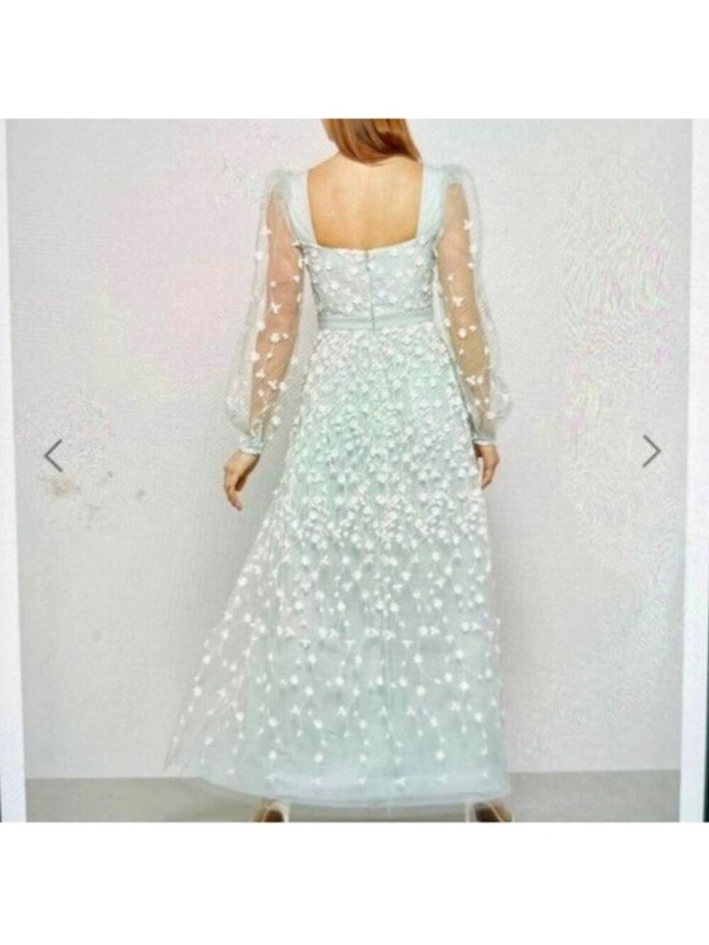 bcbgmaxazria 6 Cheyenne Appliqué Mint Lace Evening Dress Light Green Gown Prom - Picture 4 of 16